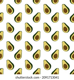 Repeating avocado halves seamless vector pattern. Design for clothing, textiles, wrapping paper.