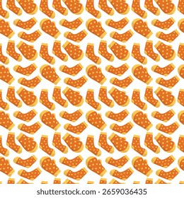Repeating background of colorful children's socks. Cute seamless pattern of  kids sock