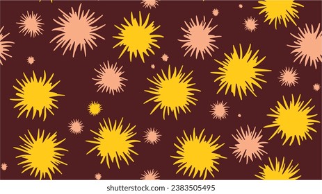 Repeating background. Creative trendy botanical textile design. Fancy starry print. Seamless snowflakes background. Ethnic boho seamless pattern. Fireworks background pattern.