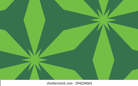 Repeating background of green star floral shapes