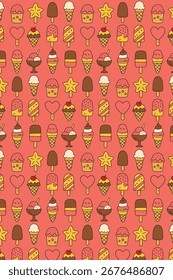 Fondo de repetición con helado y dulces