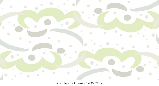 Repeating background pattern of green streamers over white