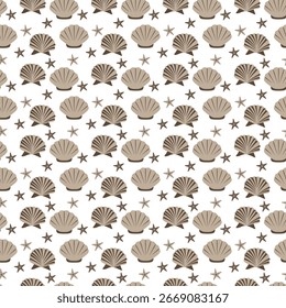 Repeating background of seashell. Seamless pattern of beach theme. Summer element