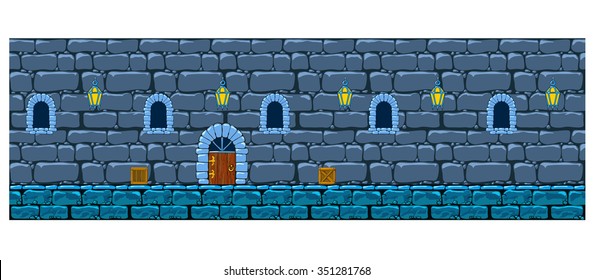 Repeating background stone wall of the castle. Game levels