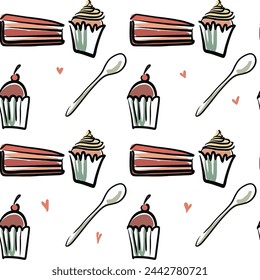 Repeating bakingcake background pattern, vector illustration