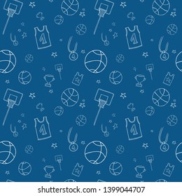 Repeating basketball pattern. Included the icons as basketball hoop, balls, Winner's Cup, medal  and more.