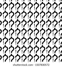repeating black question mark pattern isolated on white vector background