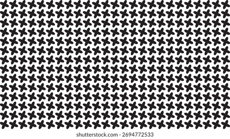 Repeating Black Star Shapes on White Background pattern