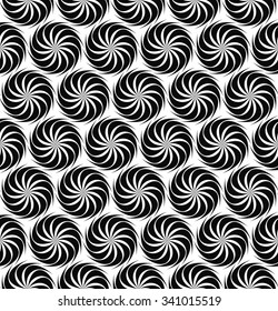 Repeating black and white hexagonal vector swirl pattern design