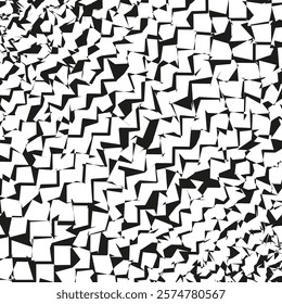 Repeating black white. Irregular dynamic shapes. Graphic distorted pattern. Abstract zigzag vector.