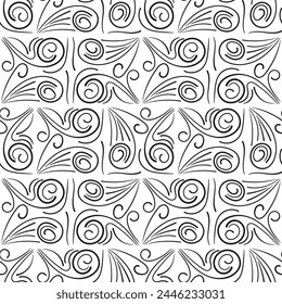 Repeating black and white ornament. Seamless pattern of lines, dots, circles, squares. Monochrome texture for printing and creating your own design