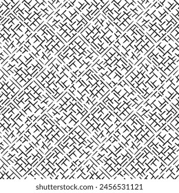 Repeating black and white ornament. Seamless pattern of lines, dots, circles, squares. Monochrome texture for printing and creating your own design
