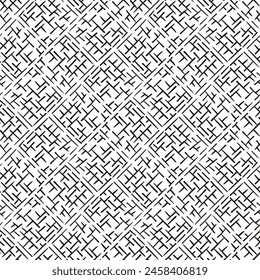 Repeating black and white ornament. Seamless pattern of lines, dots, circles, squares. Monochrome texture for printing and creating your own design