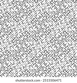 Repeating black and white ornament. Seamless pattern of lines, dots, circles, squares. Monochrome texture for printing and creating your own design