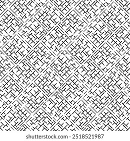 Repeating black and white ornament. Seamless pattern of lines, dots, circles, squares. Monochrome texture for printing and creating your own design