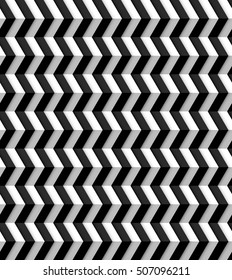 Patrón de fondo de zag de zag en negro y blanco transparente repetitivo, vector eps10