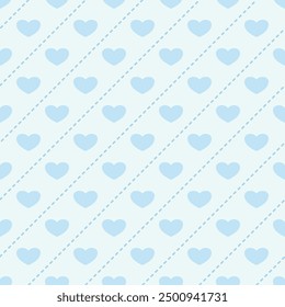 Repitiendo corazones y líneas azules Vector o cuadrícula. Textura de repetición de Vector geométrico. Patrón romántico para el amor y la relación, día de San Valentín. Impresión para la caja del teléfono, papel, embalaje, papelería.