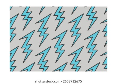 Parafuso de relâmpago azul repetitivo Padrão em cinza com contornos trovão design gráfico
