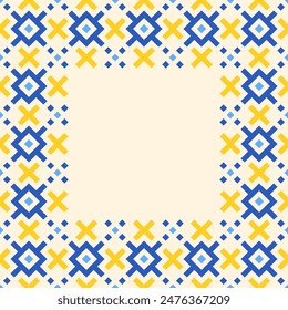 Repeating border pattern, Ukrainian ethnic traditional design, vector illustration, flat style, patterned frame