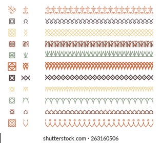 Repeating Borders Set - Main border elements and corner elements are both included for each border pattern.  Repeating borders are included in brushes window. Colors are global.  