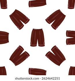 Pantalones cortos atléticos marrones repetitivos sobre fondo blanco, creando un patrón sin costuras deportivo y dinámico