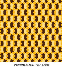 Repeating brown and yellow wave pattern. Net background. Vector illustration.