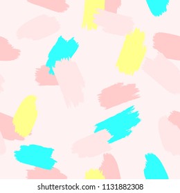 Repeating brush strokes painted by hand. Abstract watercolor seamless pattern. Grunge, sketch, watercolour. Endless stylish print. Vector illustration.