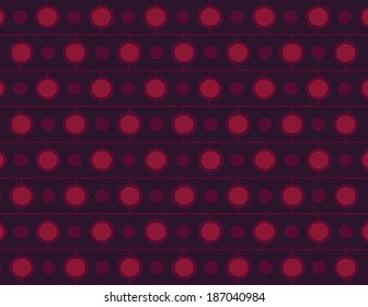 Repeating burgundy brick and circle pattern with lines