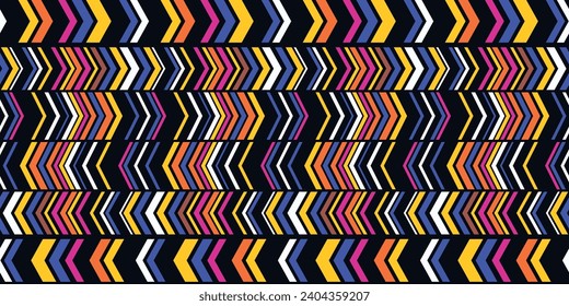 Repeating chevrons. Vector simple pattern of repeating chevrons. Multi-colored and repeating pattern of simple triangles.