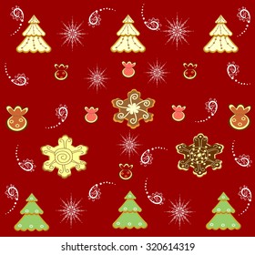 Repeating Christmas background vector illustration.Background with Christmas sweets  