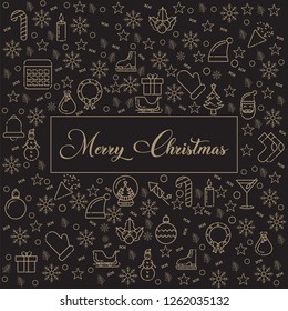 Repeating Christmas Pattern Vector Illustration. Christmas pattern with xmas symbols - Vector