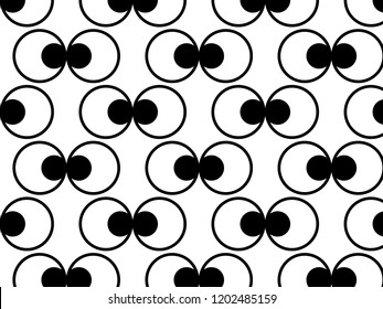 Repeating circle shape vector pattern, cartoon eyes
