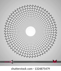 Repeating circular black and white pattern. Round background for design.