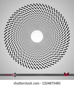 Repeating circular black and white pattern. Round background for technology, computers design.
