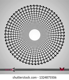 Repeating circular black and white pattern. Round background for technology, computers design.