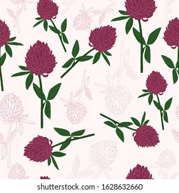 Repeating clover background. Romantic seamless pattern. Can be used for postcards, invitations, advertising, web, textile and other.