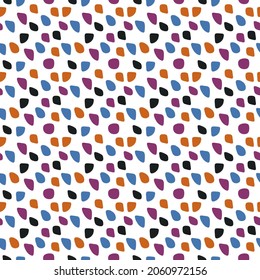 Repeating colored stones, similar to each other and different in color. Seamless minimalistic pattern.