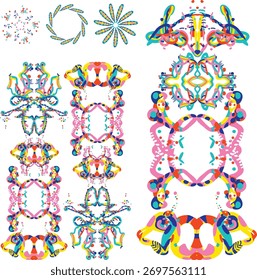 Wiederholte bunte Blumenmuster Satz 