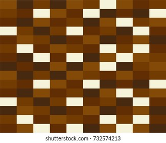 Repeating colorful retro brick wall pixel style background in Vector format in colors of various shades of browns
