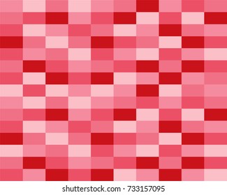 Repeating colorful retro brick wall pixel style background in Vector format in shades of pink and red colors, for Valentine's Day
