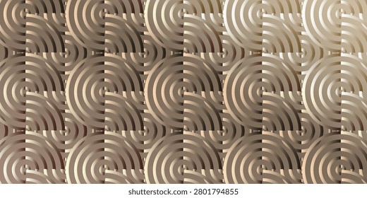 Repeating concentric circle tiles form an abstract geometric background in warm brown tones, creating a retro, hypnotic texture ideal for wallpaper, fabric, packaging, or modern design projects.