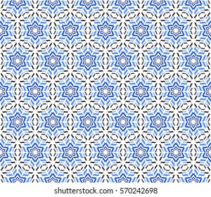 Repeating curl pattern in hexagon layout - seamless editable repeating vector background wallpaper (blue)