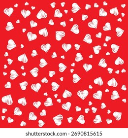 A repeating, decorative pattern consisting of scattered hearts.