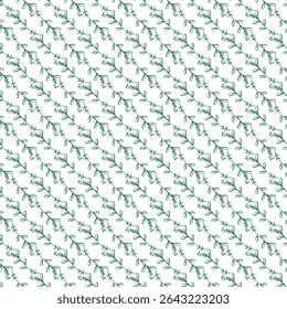 A repeating decorative pattern featuring delicate green botanical elements on a light-colored backdrop, perfectly suited for elegant designs, stationary, or fabric detailing.