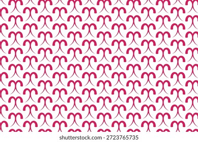 Um design repetitivo de formas abstratas rosa e preta sobre um fundo branco, criando um padrão visual impressionante e moderno