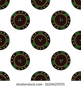 Wiederholtes Design von Casino-Chips, die ein nahtloses Muster bilden, ideal für Glücksspiel- und Wettprojekte