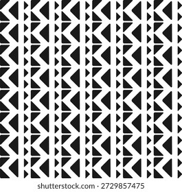 Repeating design featuring triangles and lines in black and white