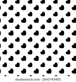 Repeating Diagonal Black Hearts on White