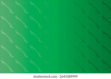 A repeating diagonal pattern of delicate swirls and connected dots adorns a smooth green gradient background, transitioning from a lighter shade to a deeper hue.
