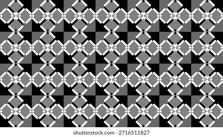 Repitiendo el diseño basado en diamantes en tonos negros, blancos y grises. Fondo moderno sin fisuras con ritmo geométrico simétrico